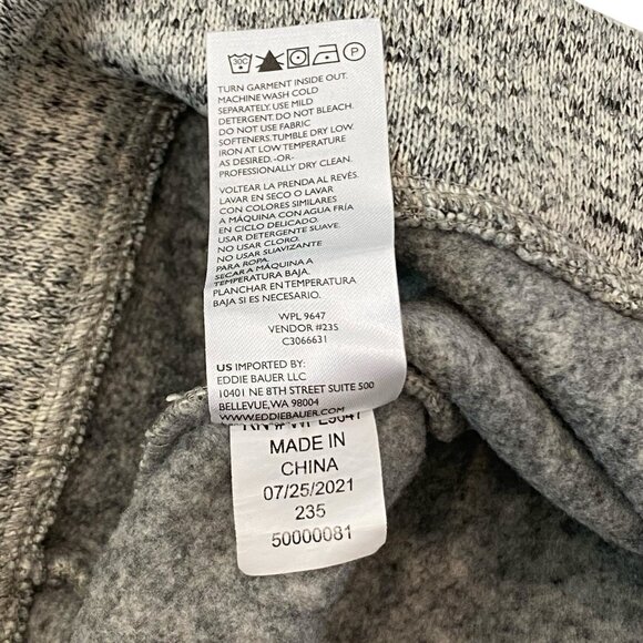 EDDIE BAUER Men's Radiator Fleece Snap Pullover Sweater XL Heathered Gray NWOT - Picture 6 of 6